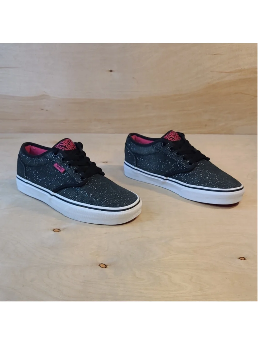 Vans Atwood Tinsel Canvas Glitter Black Skate Sneakers Size 6.5 Women's